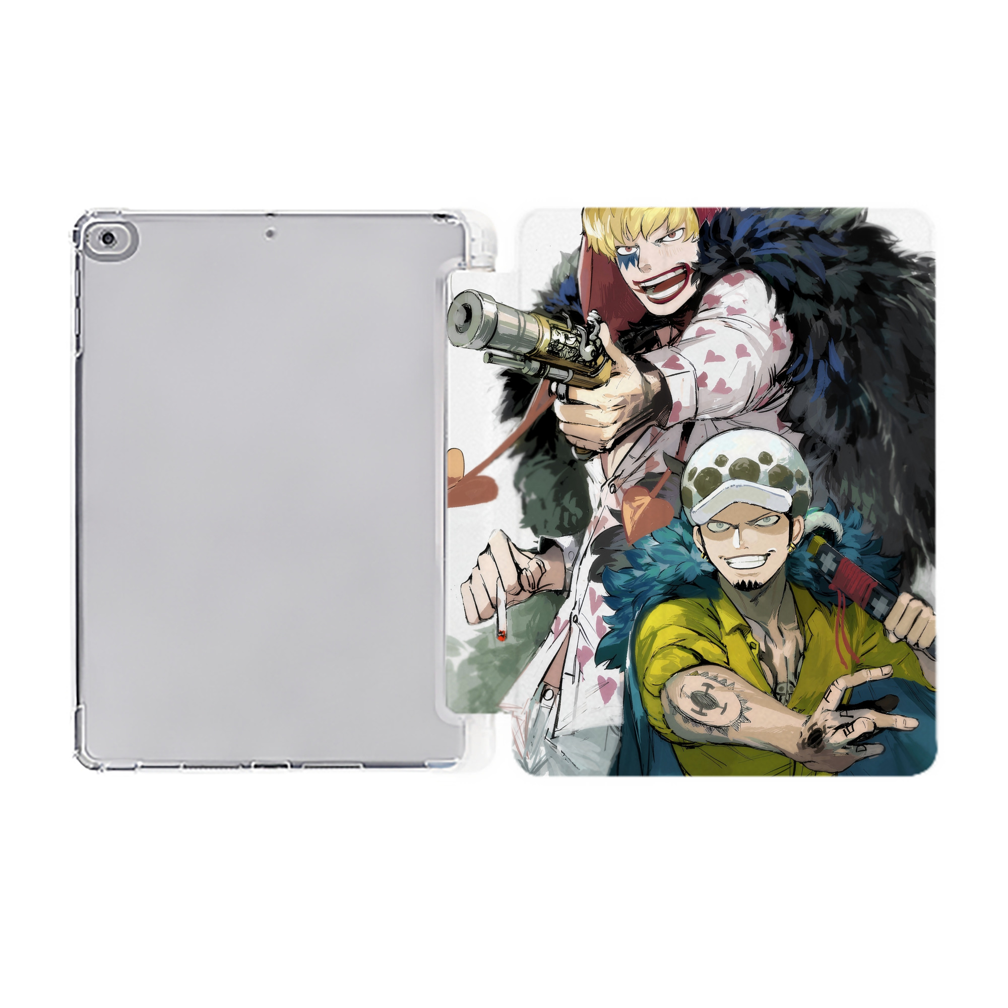 （画像用） ワンピース ONE PIECE IPad ケース ペン収納付き 三つ折りスタンド PUレザー×シリコン 対応機種9.5/10.5/10.9インチ